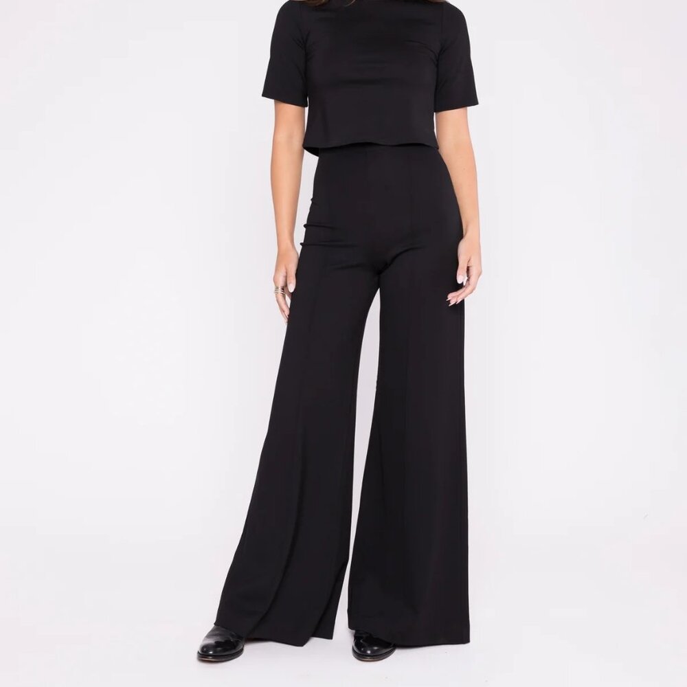 Ripley Rader Black Ponte Knit Wide Leg Pant Size 3 (Medium)